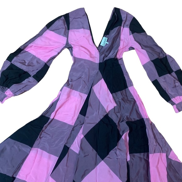 Ganni Pink and Black Check Dress | Size XS - Picture 5 of 6